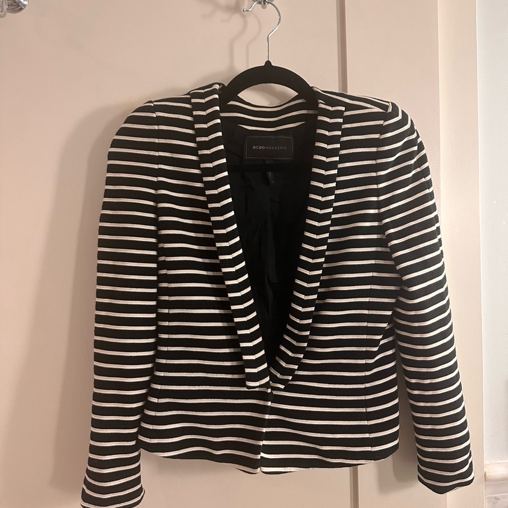 BCBGMaxAzria Black and White Striped Blazer